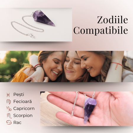 Pendul de Radiestezie cu Varf de Ametist Natural 45 mm [5]