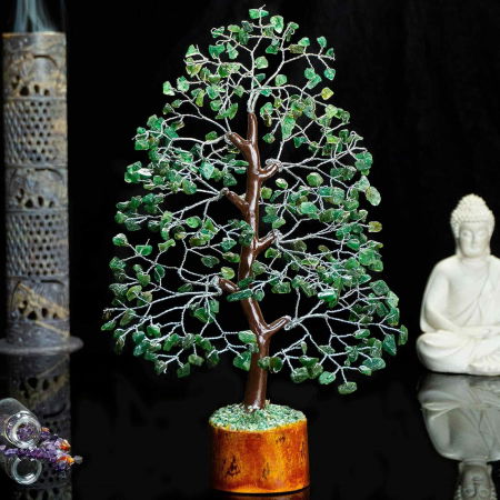 Arbore 25 cm cu pietricele semipretioase din Aventurin Verde - Copacel Terapeutic pentru Echilibru si Bunastare - Decor Feng Shui pentru Acasa si Birou - Cadou pentru Noroc si Prosperitate [3]