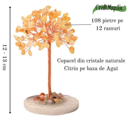 Copacel 12 cm din cristale semipretioase Citrin si baza de agat - Aduce claritate mentala, prosperitate, securitate [1]