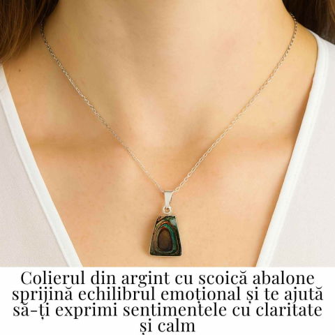 Echilibru si Stralucire Naturala – Colier Rotund cu Scoica Abalone si Argint 925 [1]