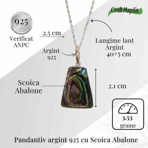 Echilibru si Stralucire Naturala – Colier Rotund cu Scoica Abalone si Argint 925 [4]