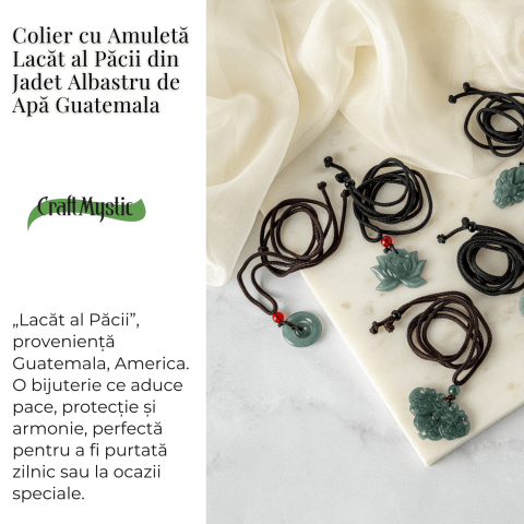Liniste si Protectie – Colier Talisman Peace Lock din Jad Albastru de Guatemala [2]