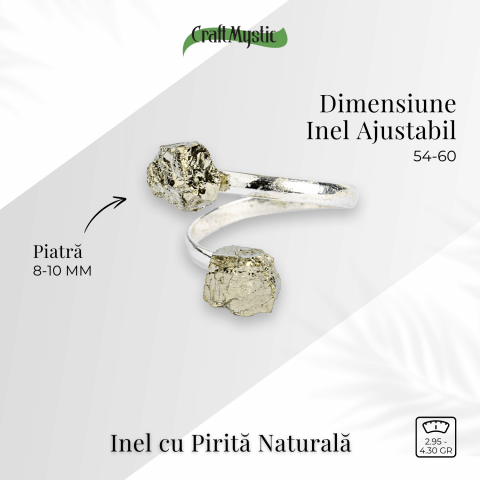 Atrage succesul si blocheaza negativitatea – Inel dublu Pirita in forma naturala [3]