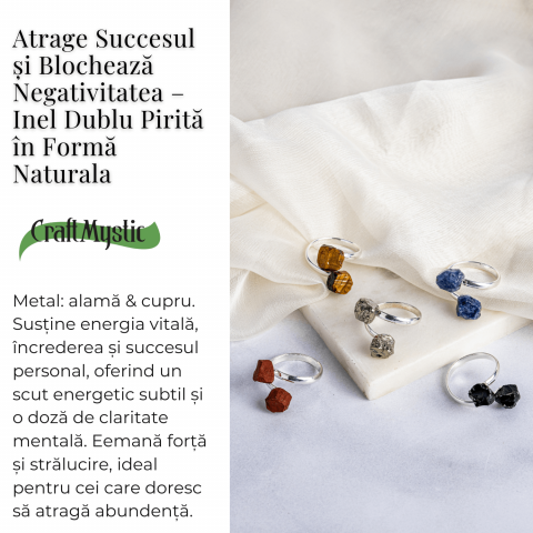 Atrage succesul si blocheaza negativitatea – Inel dublu Pirita in forma naturala [2]
