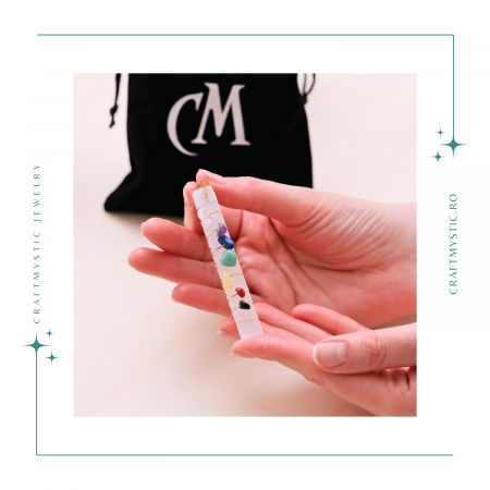 Bagheta din Selenit Brut cu Pietre pentru Cele 7 Chakre, Invelita in Sarma de Cupru, pentru Yoga, Meditatie, Echilibru Spiritual [1]