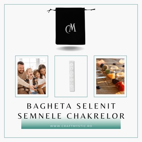 Bagheta de Selenit 15x2.5 cm cu Semnele Chakrelor - Curatare si Incarcare Cristale [4]