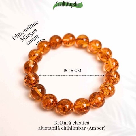 Bratara elastica 12 mm Chihlimbar – Energie si protectie naturala [2]