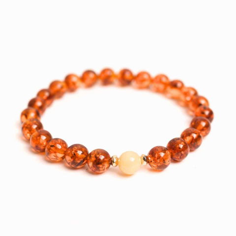 Bratara elastica chihlimbar caramiziu-galben pentru echilibru emotional [0]