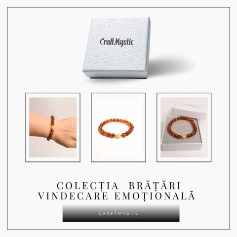 Bratara elastica chihlimbar caramiziu-galben pentru echilibru emotional [6]