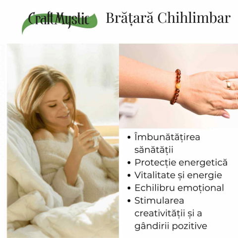 Bratara elastica chihlimbar caramiziu-galben pentru echilibru emotional [2]