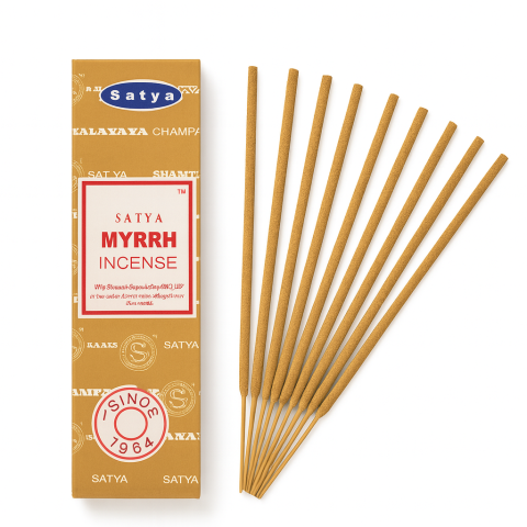 Instrumente și Accesorii Spirituale - Betisoare Satya Myrrh 15 g – smirna, rulate manual, India