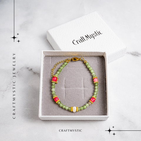 Prosperitate si Feminitate – Bratara cu Cristale de Peridot si Perla [6]