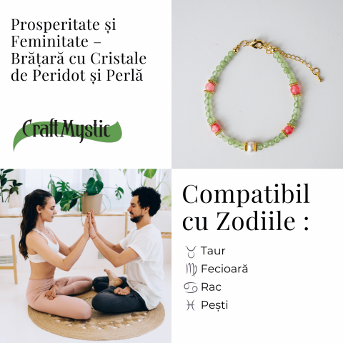 Prosperitate si Feminitate – Bratara cu Cristale de Peridot si Perla [4]
