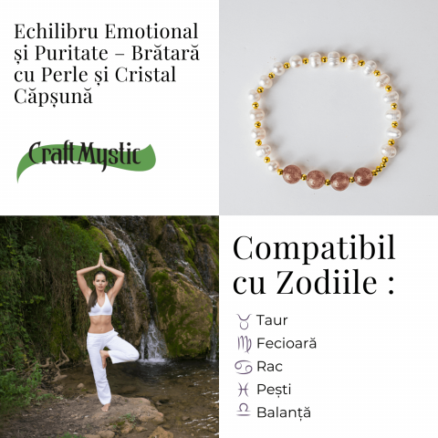 Echilibru Emotional si Puritate – Bratara cu Perle si Cristal capsuna [4]