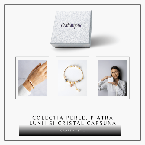 Energie Feminina– Bratara cu Perle, Piatra lunii si Cristal Capsuna [6]