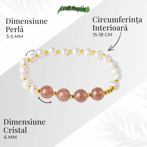 Echilibru Emotional si Puritate – Bratara cu Perle si Cristal capsuna [3]
