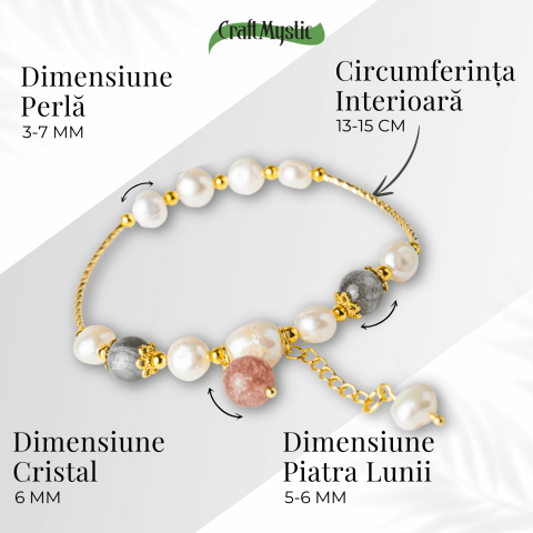 Energie Feminina– Bratara cu Perle, Piatra lunii si Cristal Capsuna [3]