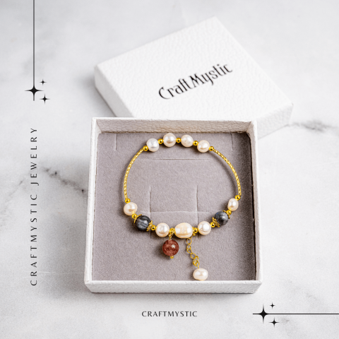 Energie Feminina– Bratara cu Perle, Piatra lunii si Cristal Capsuna [7]