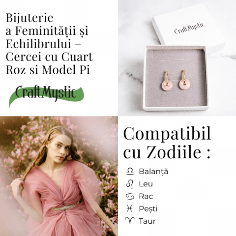 Feminitate si Echilibru – Cercei cu Cuart Roz si Model Pi [4]