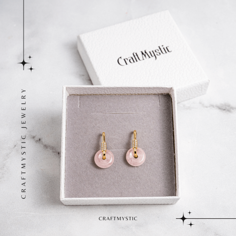 Feminitate si Echilibru – Cercei cu Cuart Roz si Model Pi [6]