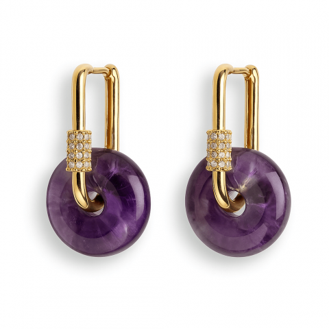 Fecioara - Bijuterie de Liniste – Cercei cu Ametist si design Pi