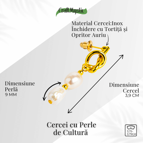 Bijuterie feminina, cercei cu perle de cultura – Rafinament si simplitate aurie [2]