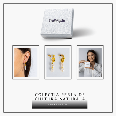 Bijuterie feminina, cercei cu perle de cultura – Rafinament si simplitate aurie [7]