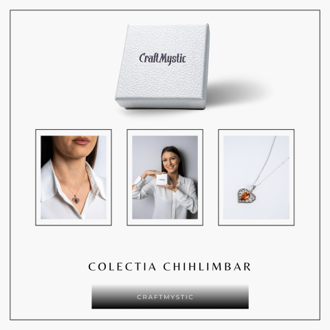 Colier inimioara cu chihlimbar si montura argint 925 – Protectie, caldura si echilibru emotional [8]