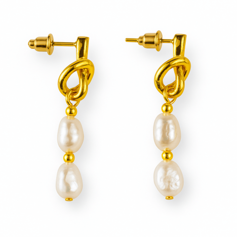 Bijuterii Semiprețioase - Bijuterie feminina, cercei cu perle de cultura – Rafinament si simplitate aurie