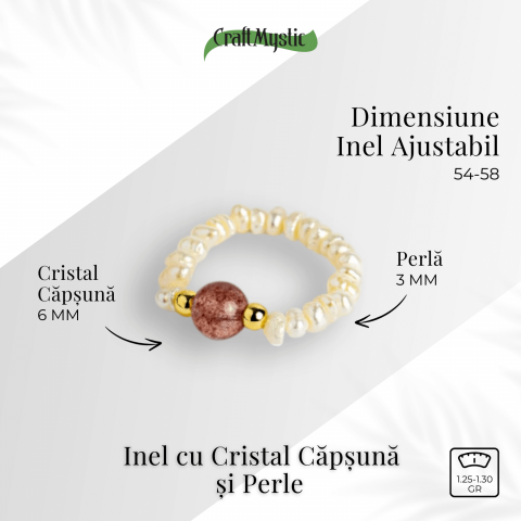 Inel cu sens – Cristal capsuna si perle pentru armonie emotionala [3]