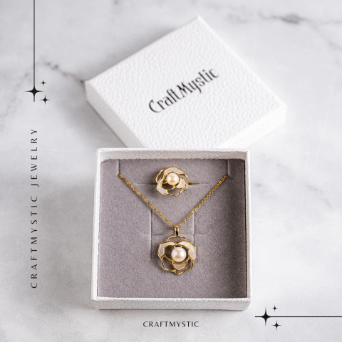 Colier Bijuterie florala cu perla naturala – Simbol al feminitatii autentice [3]