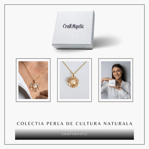 Colier Bijuterie florala cu perla naturala – Simbol al feminitatii autentice [5]