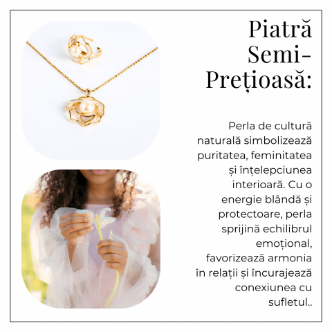 Colier Bijuterie florala cu perla naturala – Simbol al feminitatii autentice [4]