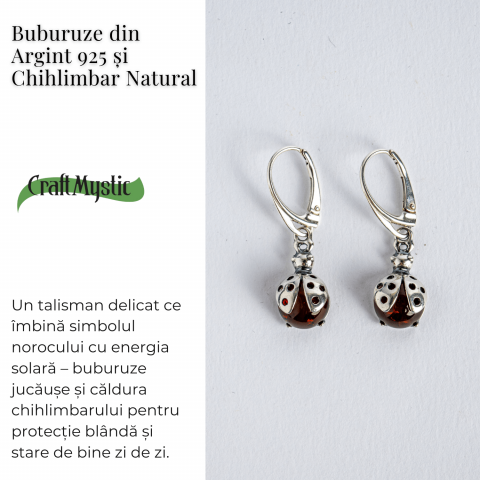 Buburuze Solare – Cercei cu chihlimbar natural si montura din argint 925 [4]