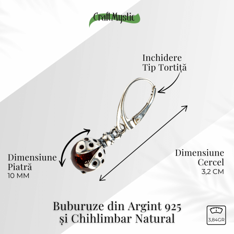 Buburuze Solare – Cercei cu chihlimbar natural si montura din argint 925 [2]