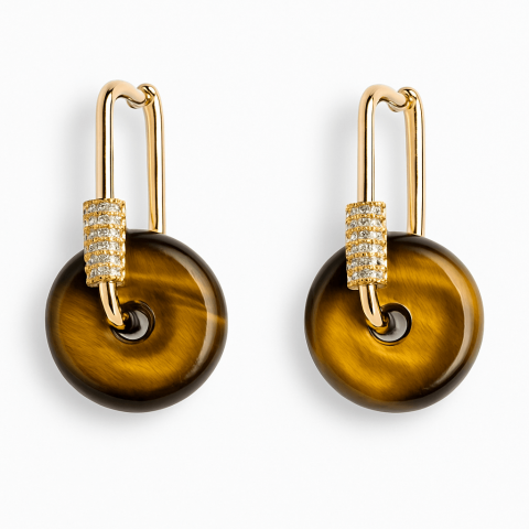 Cercei - Bijuterie Protectoare – Cercei cu Piatra Ochi de Tigru model Pi