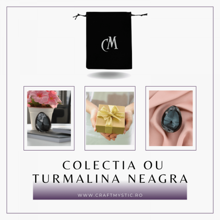 Ou Handmade de 50mm din Piatra Naturala de Turmalina Neagra [6]