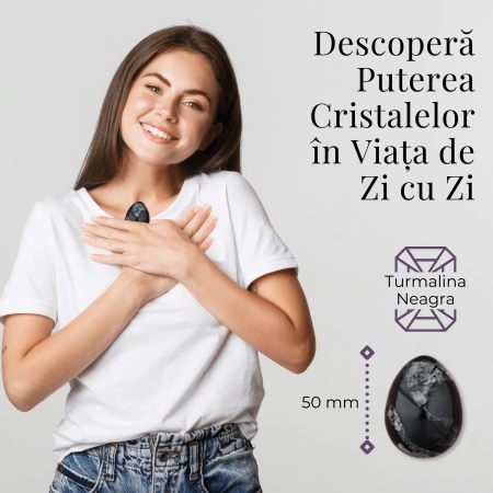 Ou Handmade de 50mm din Piatra Naturala de Turmalina Neagra [7]