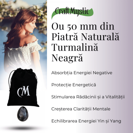 Ou Handmade de 50mm din Piatra Naturala de Turmalina Neagra [2]