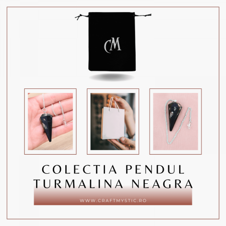Pendul de Radiestezie cu Varf de Turmalina Neagra Naturala 45 mm [5]
