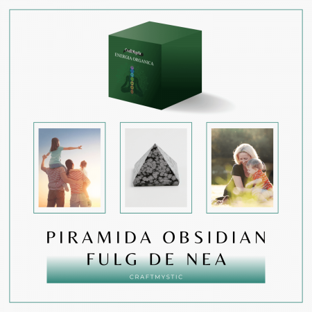 Piramida Sculptata Manual 60mm din Piatra Obsidian Fulg de Nea Natural [7]
