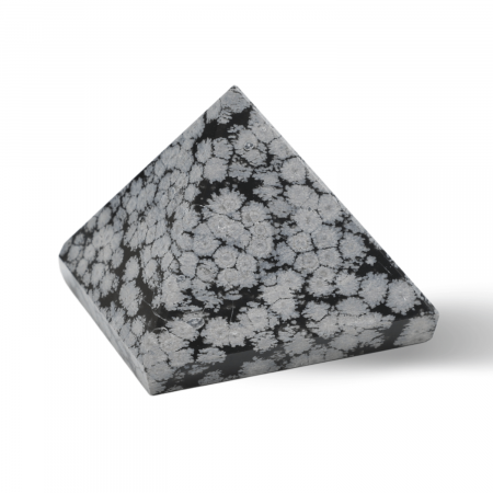 Piramida Sculptata Manual 60mm din Piatra Obsidian Fulg de Nea Natural [1]