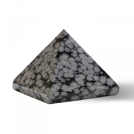 Piramida Sculptata Manual 60mm din Piatra Obsidian Fulg de Nea Natural [9]