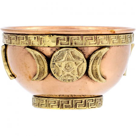 Bol din cupru cu simbol de luna tripla si pentagrama – excelent pentru decorarea altarului, ritualuri, arzator de tamaie, preparator de potiuni [6]