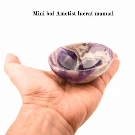 Mini Bol de Cristal natural din Ametist - 8,5 cm Castron din Piatra Semipretioasa pentru Decor, Incarcare si curatare [3]