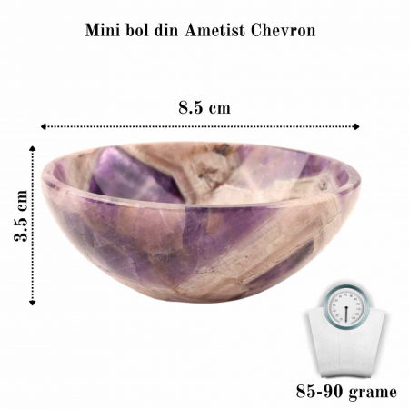 Mini Bol de Cristal natural din Ametist - 8,5 cm Castron din Piatra Semipretioasa pentru Decor, Incarcare si curatare [1]