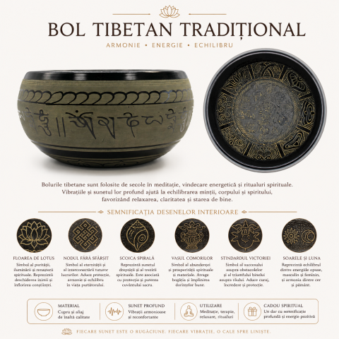 Bol Tibetan din Alauminiu Rotund 22 cm – Armonie, Relaxare si Echilibru Interior [3]