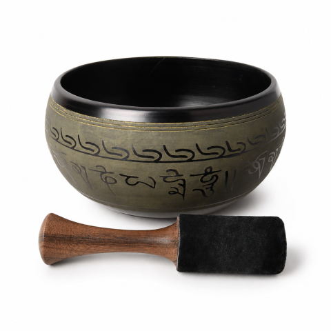Protectie - Bol Tibetan din Alauminiu Rotund 22 cm – Armonie, Relaxare si Echilibru Interior
