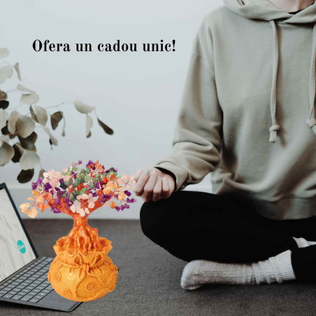 Bonsai cu cristale naturale mixte, supranumit "copacul banilor" - Copacelul cu inaltimea de 25 cm reprezinta cadoul perfect pentru prosperitate, succes, Feng Shui" [4]