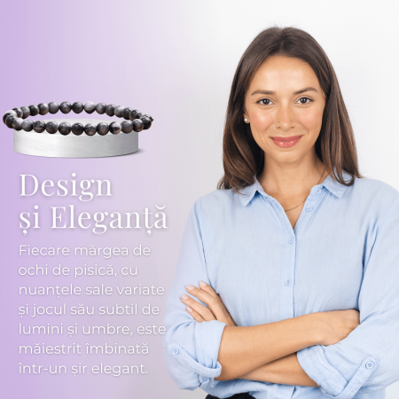 Bratara Elastica cu Margele 6mm din Ochi de Pisica Semipretios Natural [6]